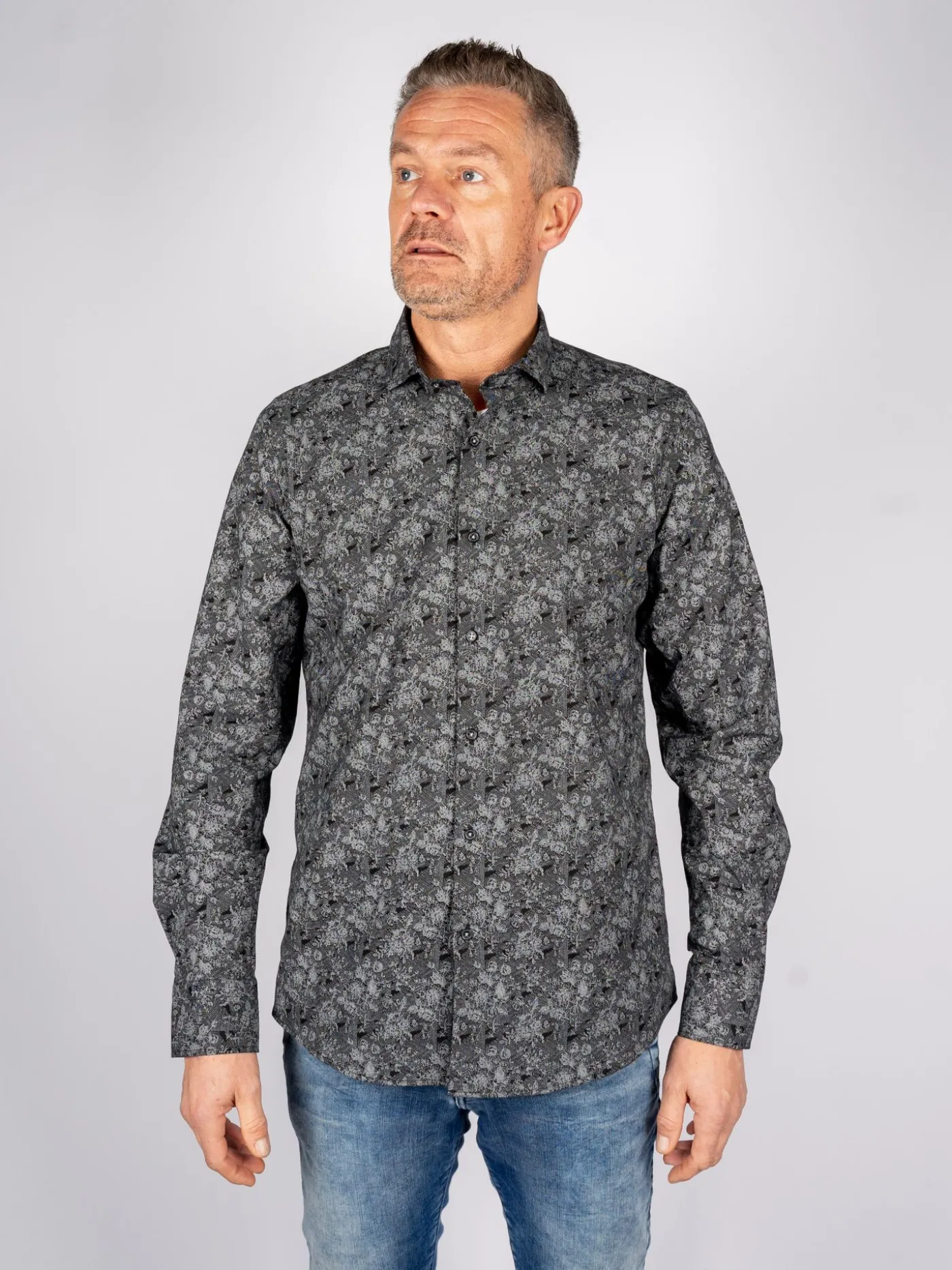 172811 zwart-grey Overhemd