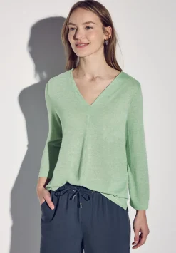 A322911 linen look v-neck shirt