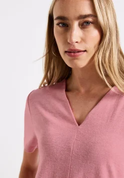 A323335 linen look v-neck shirt