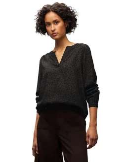 A346108 LTD QR Splitneck tunic blou