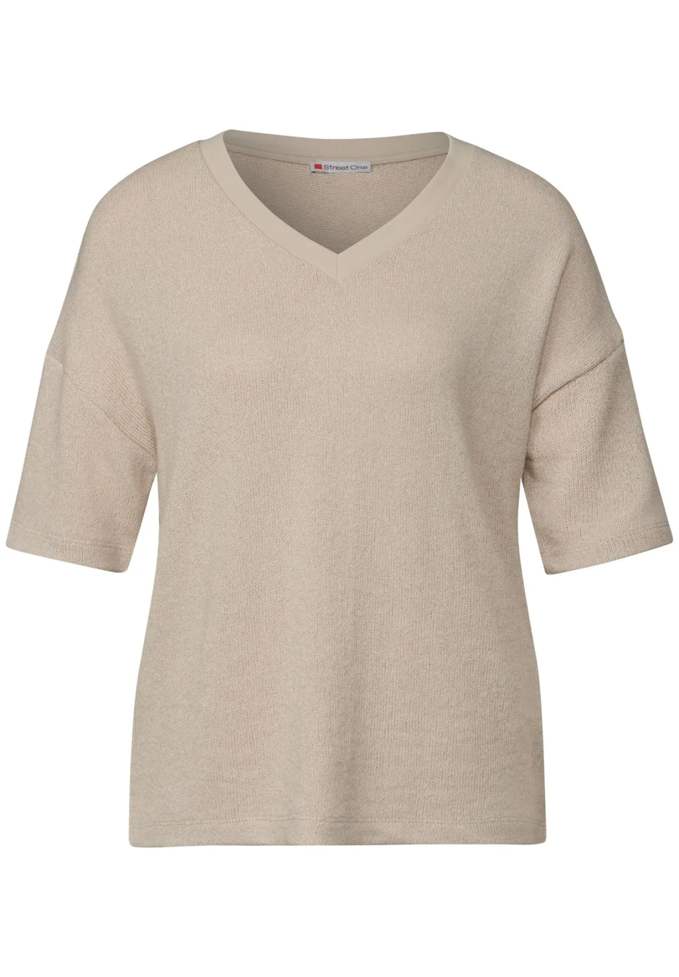 A322901 LTD QR v-neck knit look shi