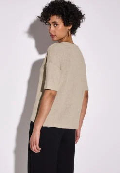 A322901 LTD QR v-neck knit look shi