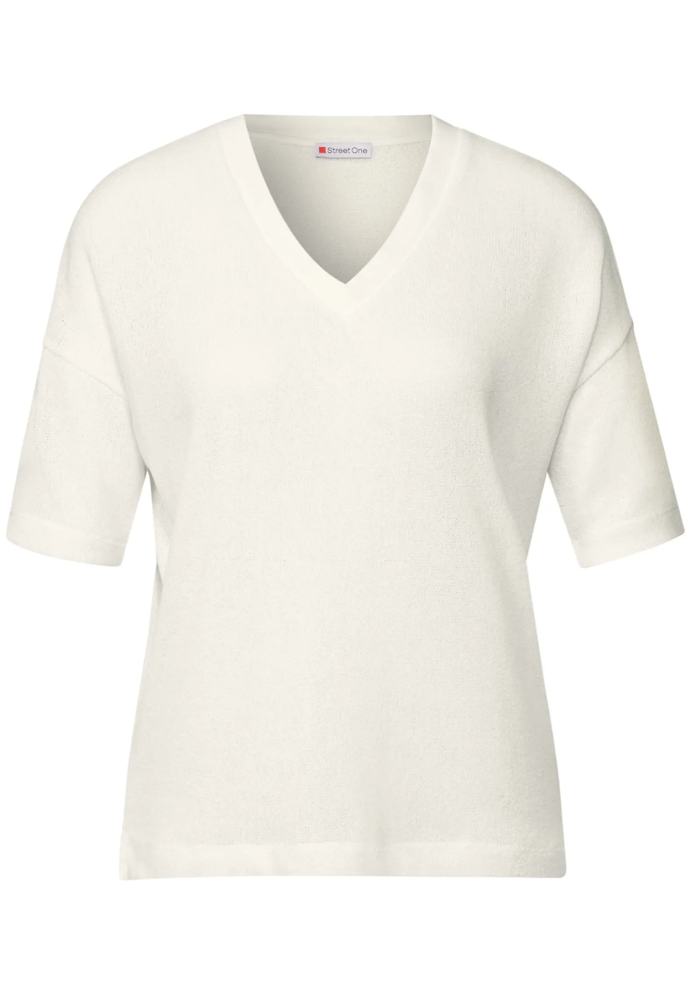 A322901 LTD QR v-neck knit look shi