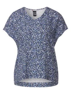 A321163 printed v-neck mat-mix shir