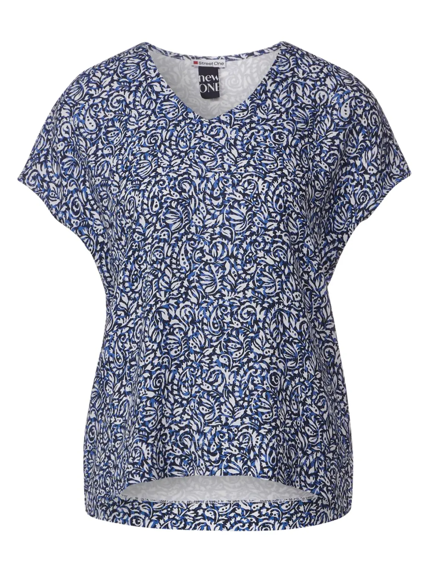 A321163 printed v-neck mat-mix shir