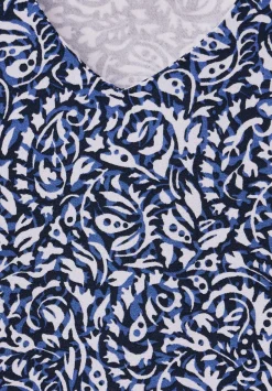 A321163 printed v-neck mat-mix shir