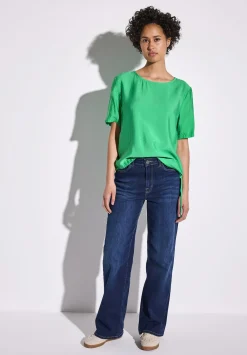 A345528 Roundneck blouse w gathered