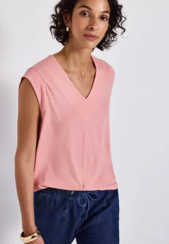 A323329 silk look structure v-neck