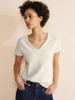 A321141 stripe structure v-neck