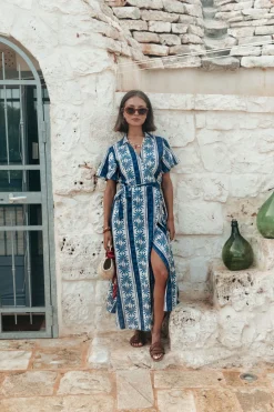 Ava Palm Collar Real Wrap Maxi Dress SS