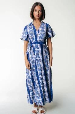 Ava Palm Collar Real Wrap Maxi Dress SS
