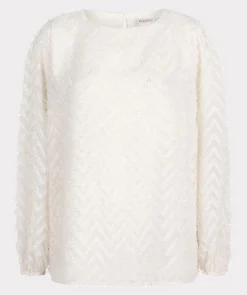 Blouse R/neck fluffy zigzag plumetis