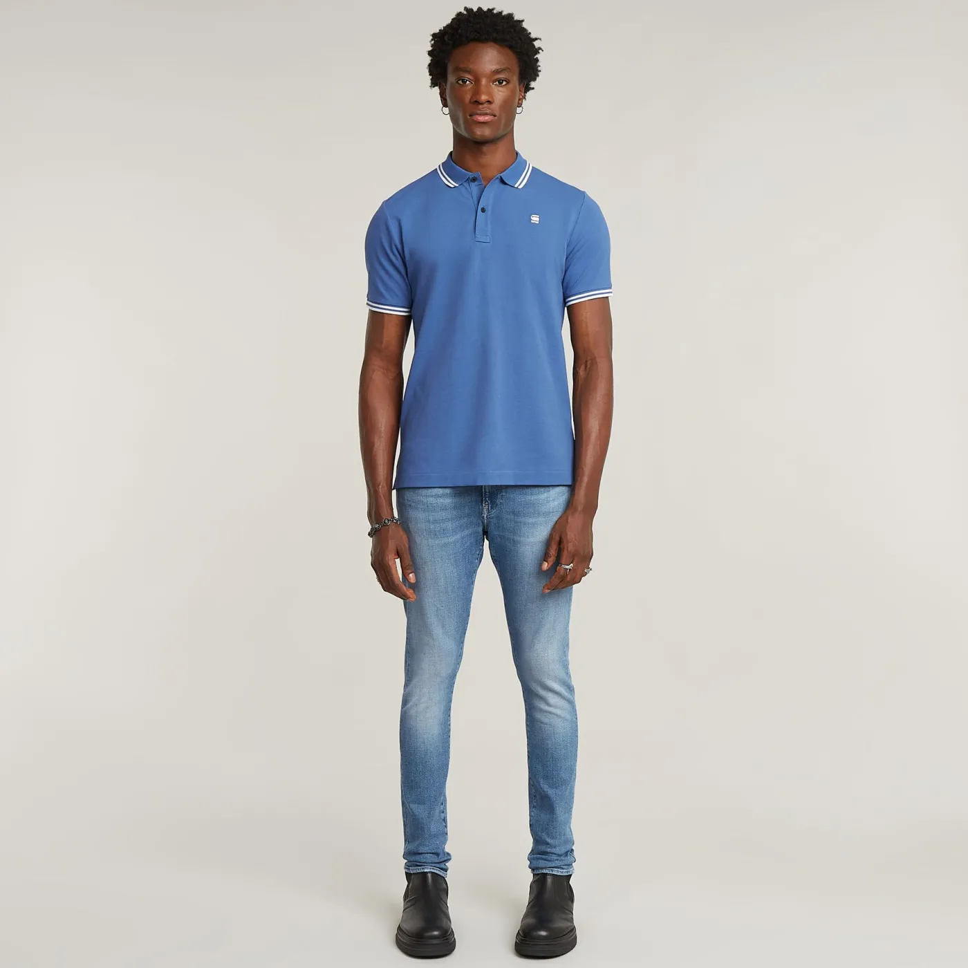 Dunda slim stripe polo ss