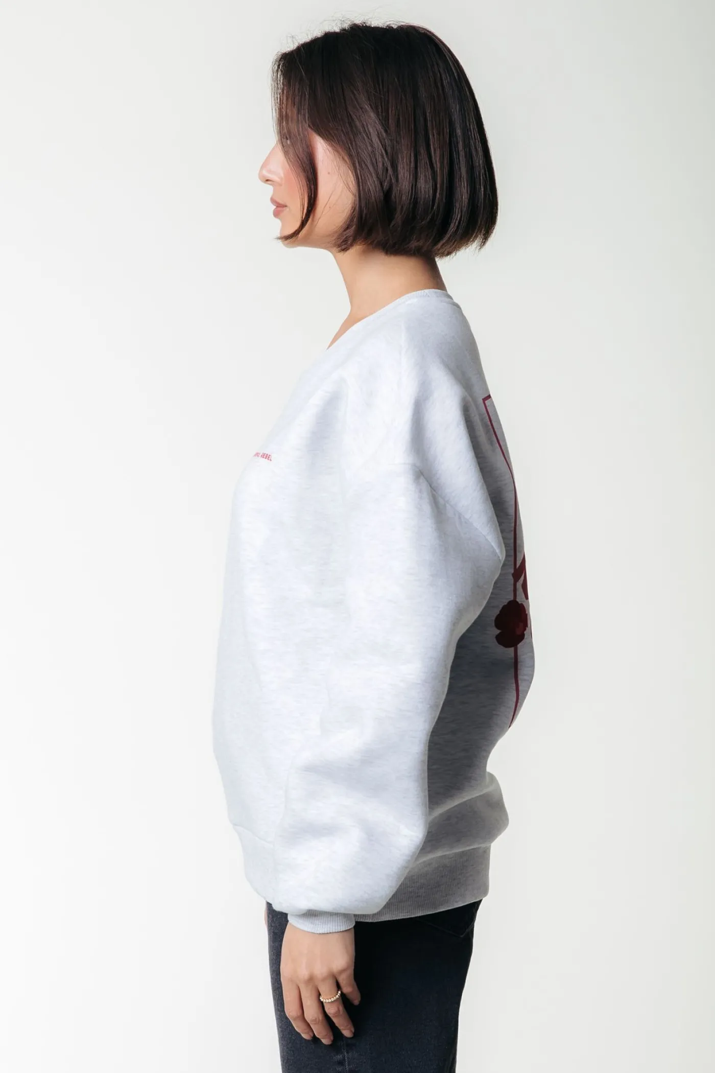 Flower Square Dropped Shoulder Sweat