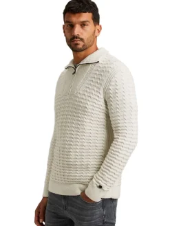 Half zip collar cotton boucle