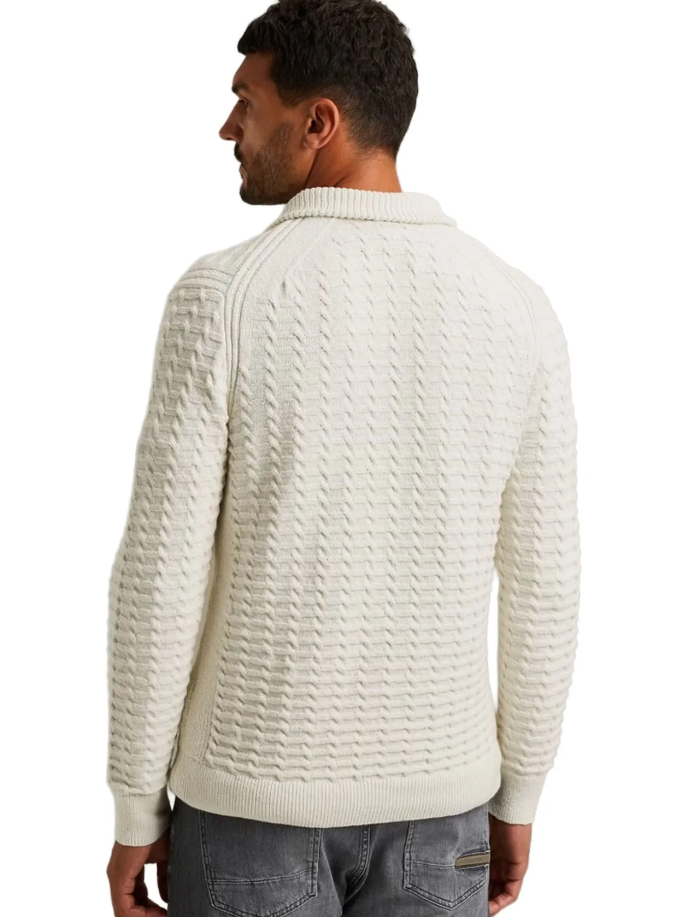 Half zip collar cotton boucle