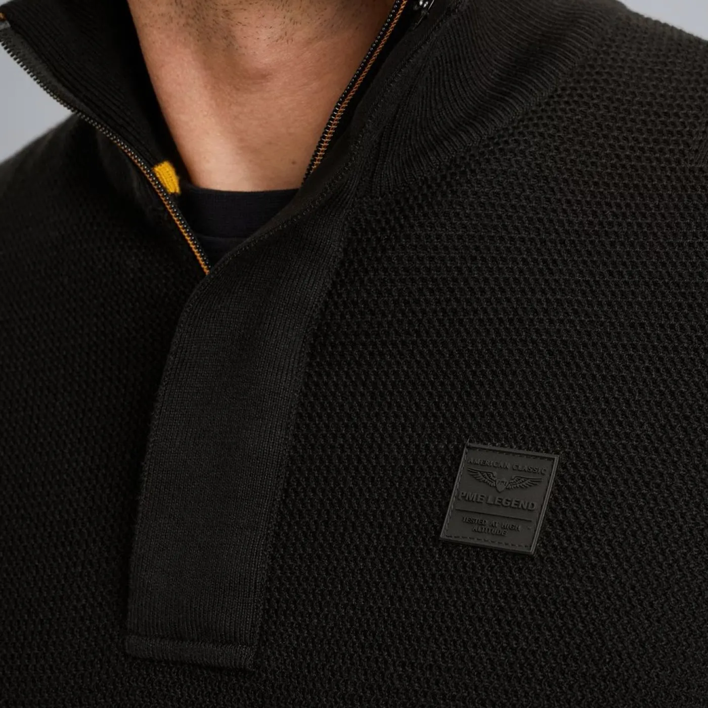 Half zip collar cotton knit