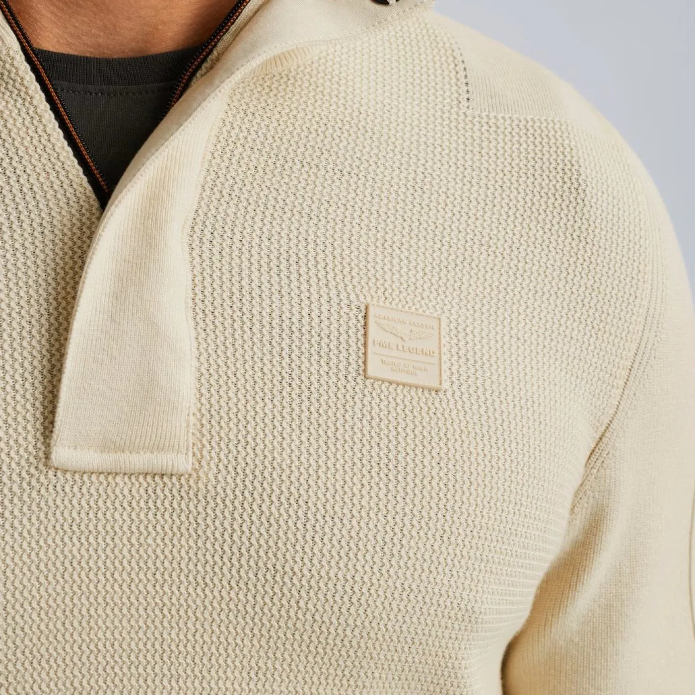 Half zip collar cotton knit