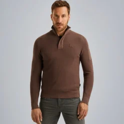 Half zip collar cotton knit