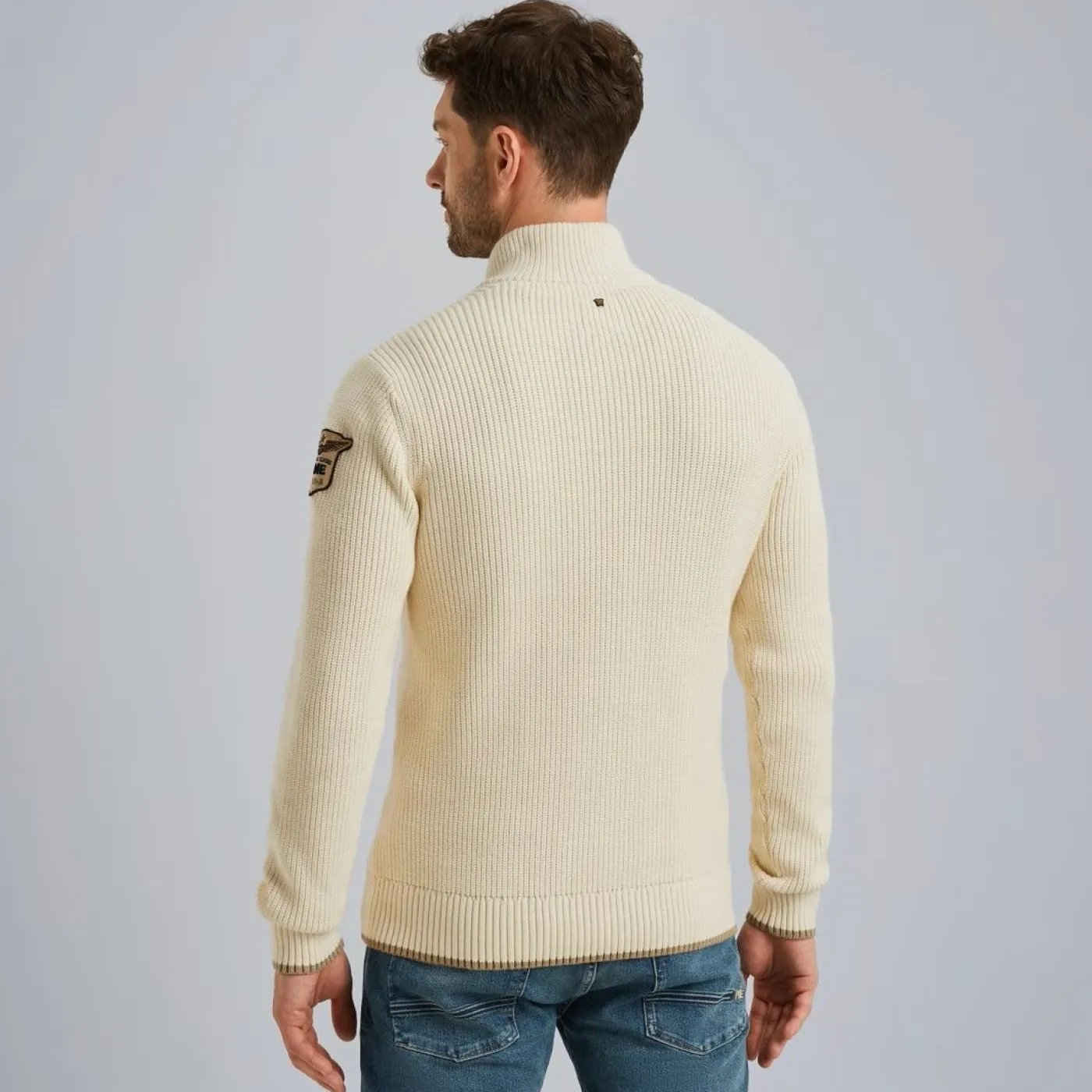 Half zip collar cotton mix yarn