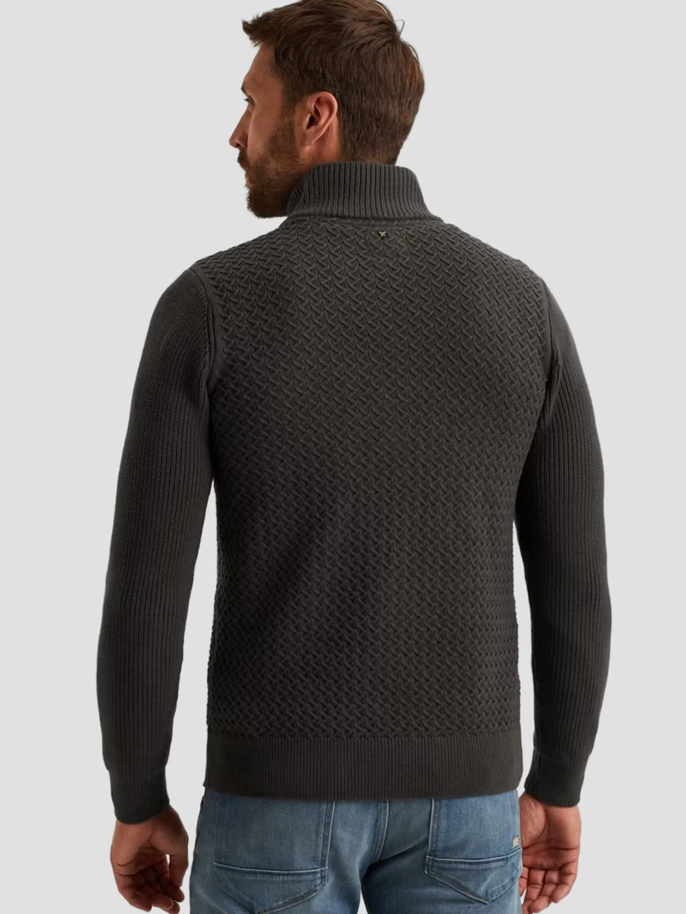 Half zip collar cotton mix structu