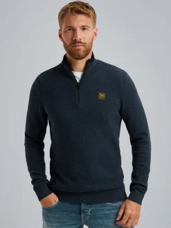 Half zip collar cotton mouline