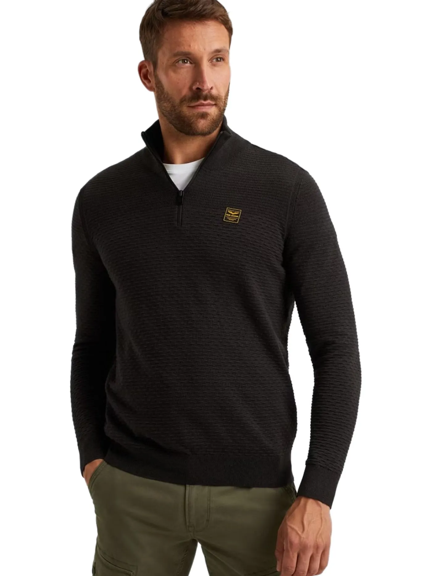 Half zip collar cotton mouline (or