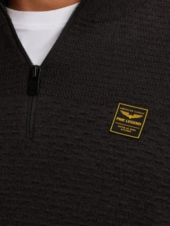 Half zip collar cotton mouline (or