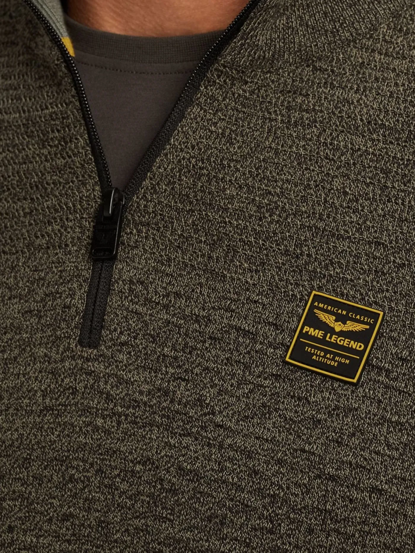 Half zip collar cotton mouline (or