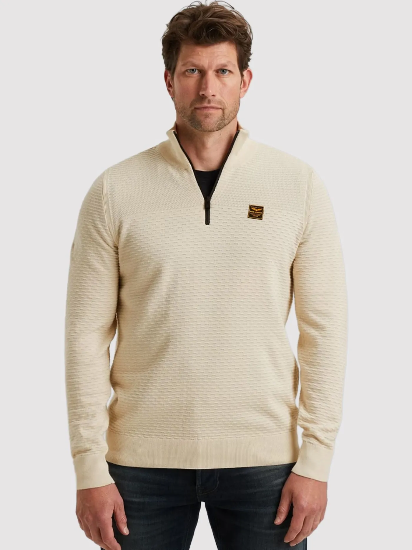 Half zip collar cotton mouline (or