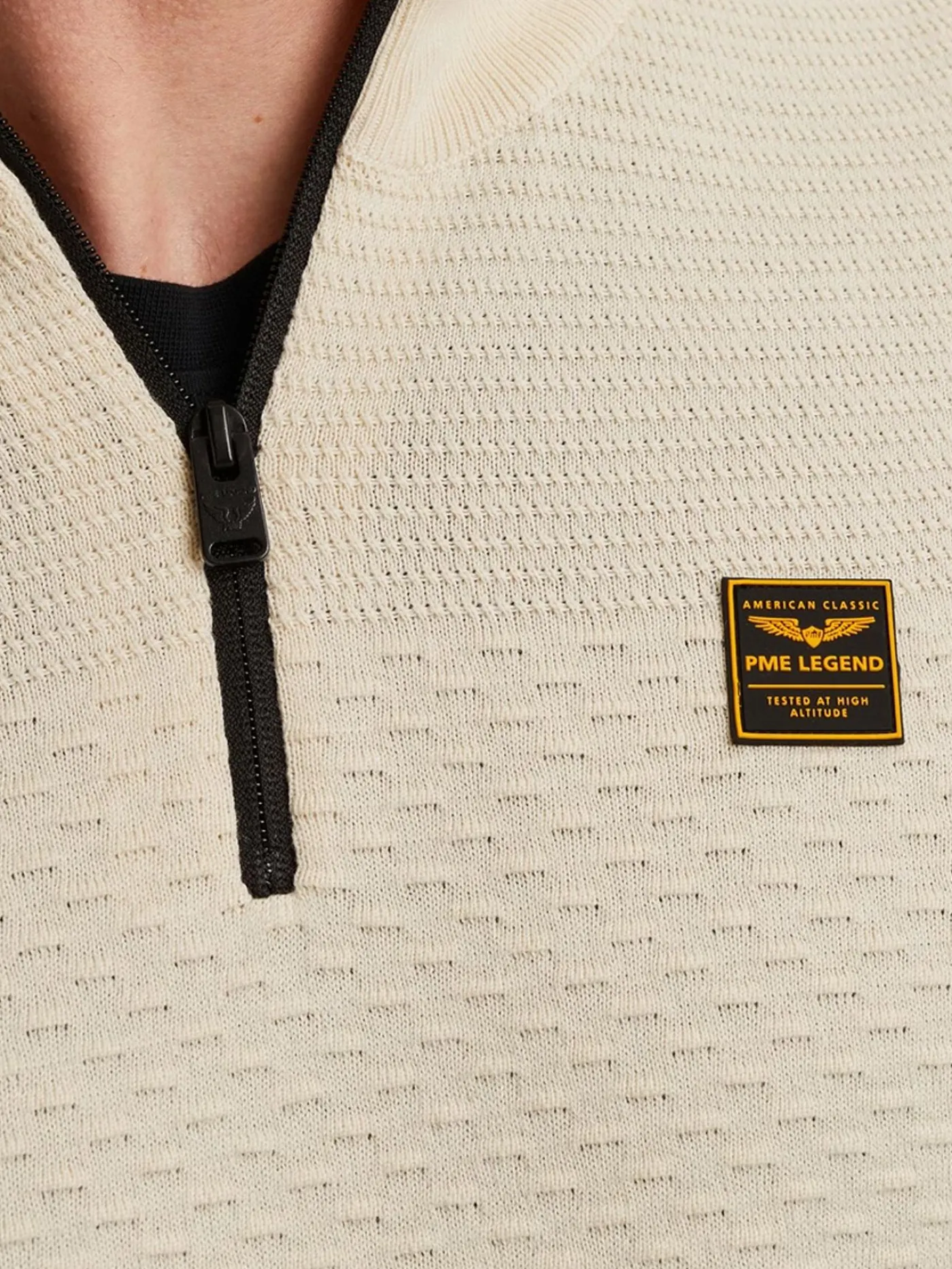 Half zip collar cotton mouline (or