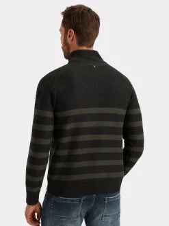 Half zip collar cotton rib knit