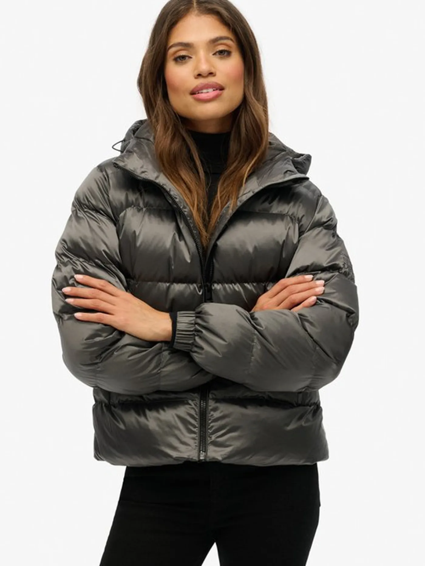 Hooded luxe sports puffer