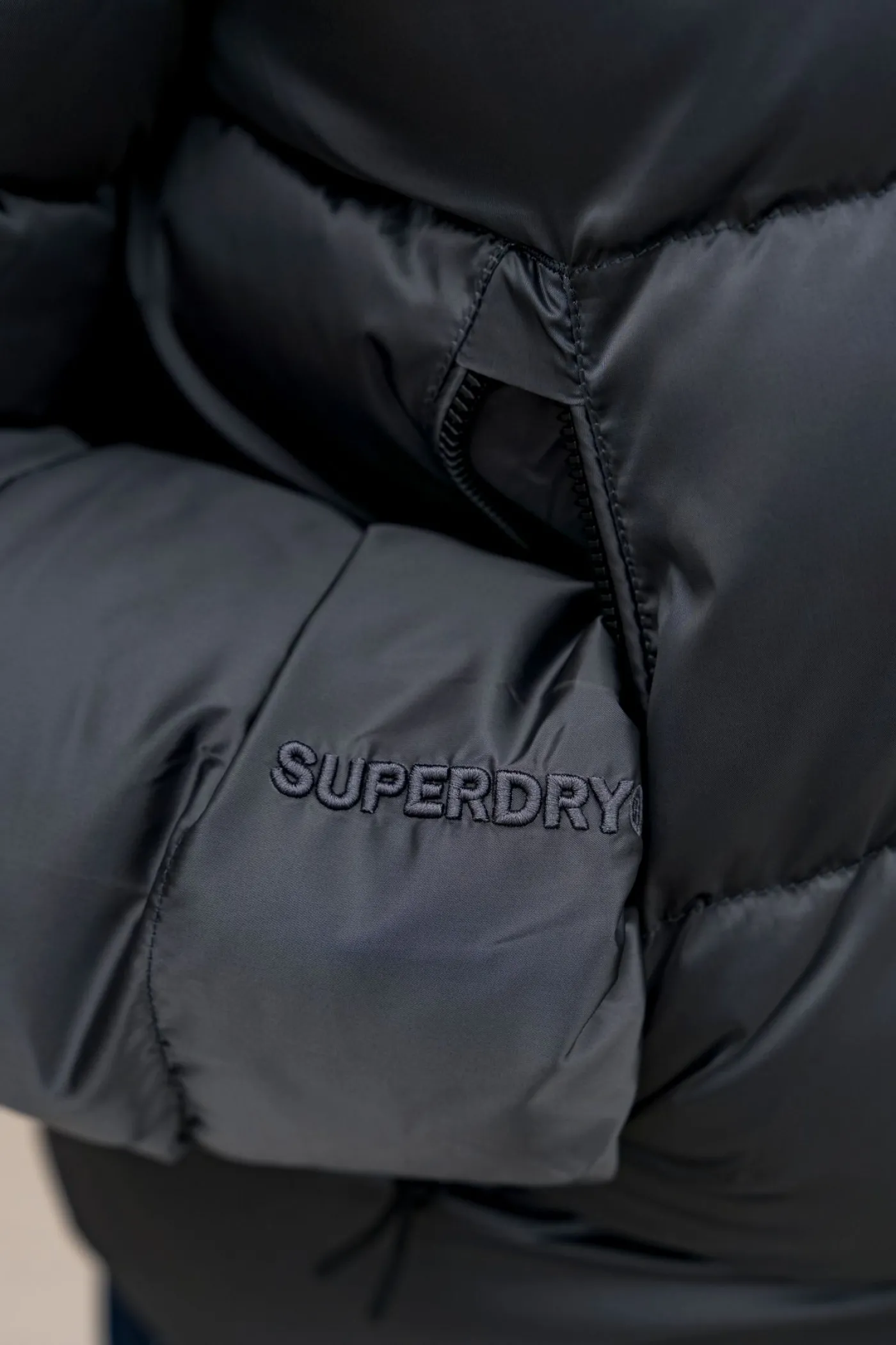 Hooded luxe sports puffer