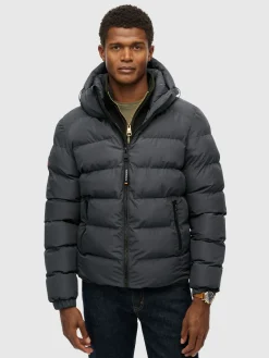 Hooded sports puffer jacket