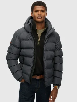 Hooded sports puffer jacket
