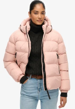 Hooded sports puffer jacket