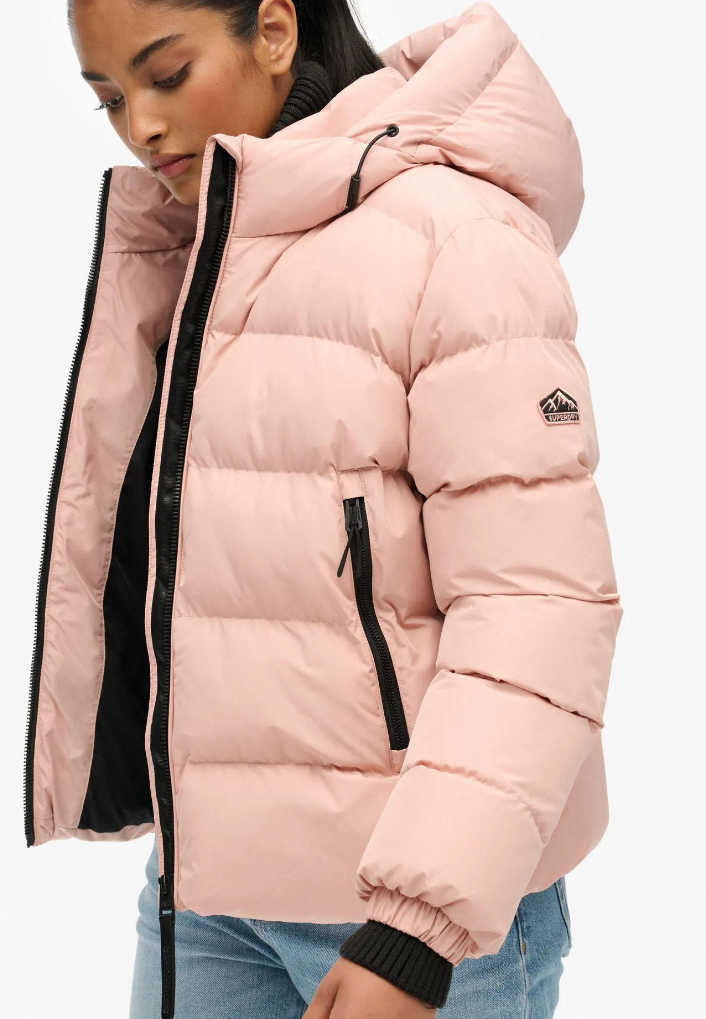 Hooded sports puffer jacket