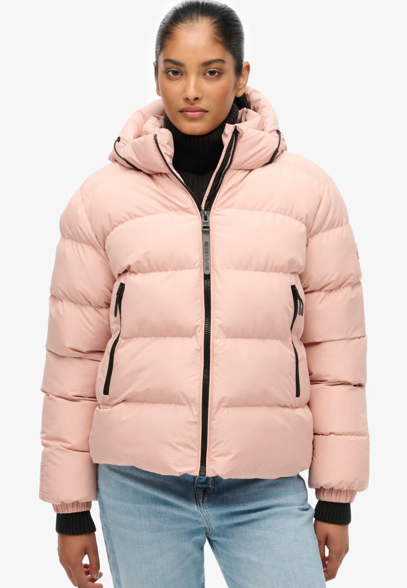 Hooded sports puffer jacket