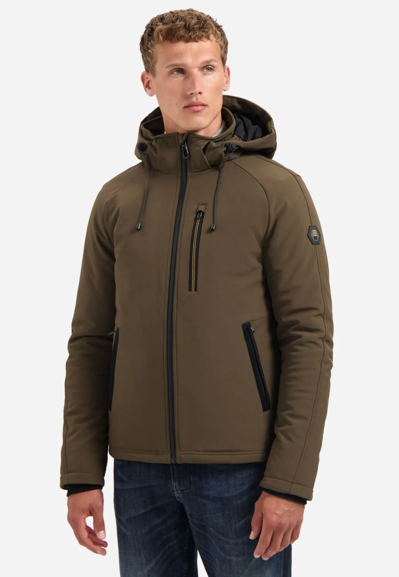 Jacket Short Fit Hooded Softshell Stretch