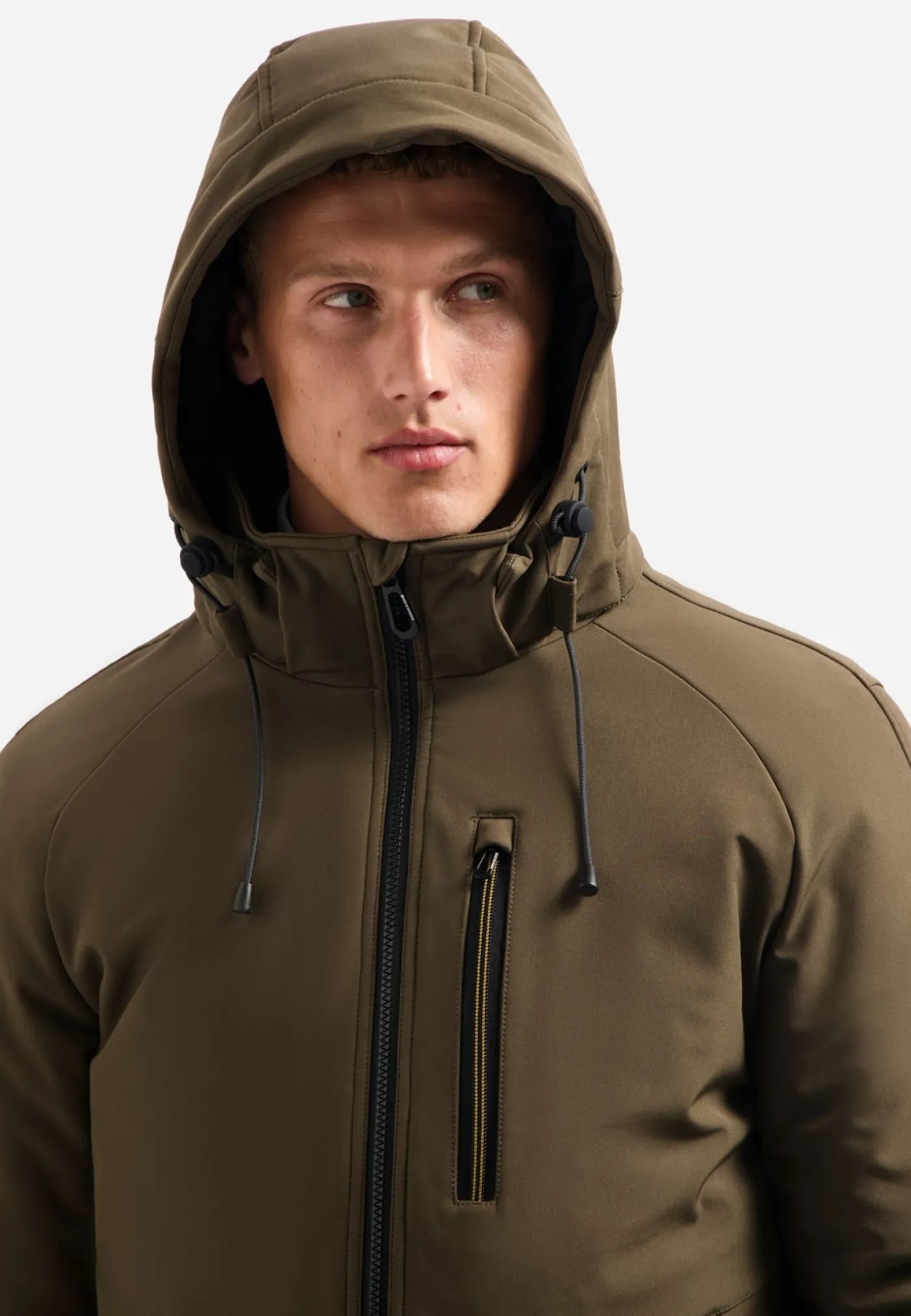 Jacket Short Fit Hooded Softshell Stretch