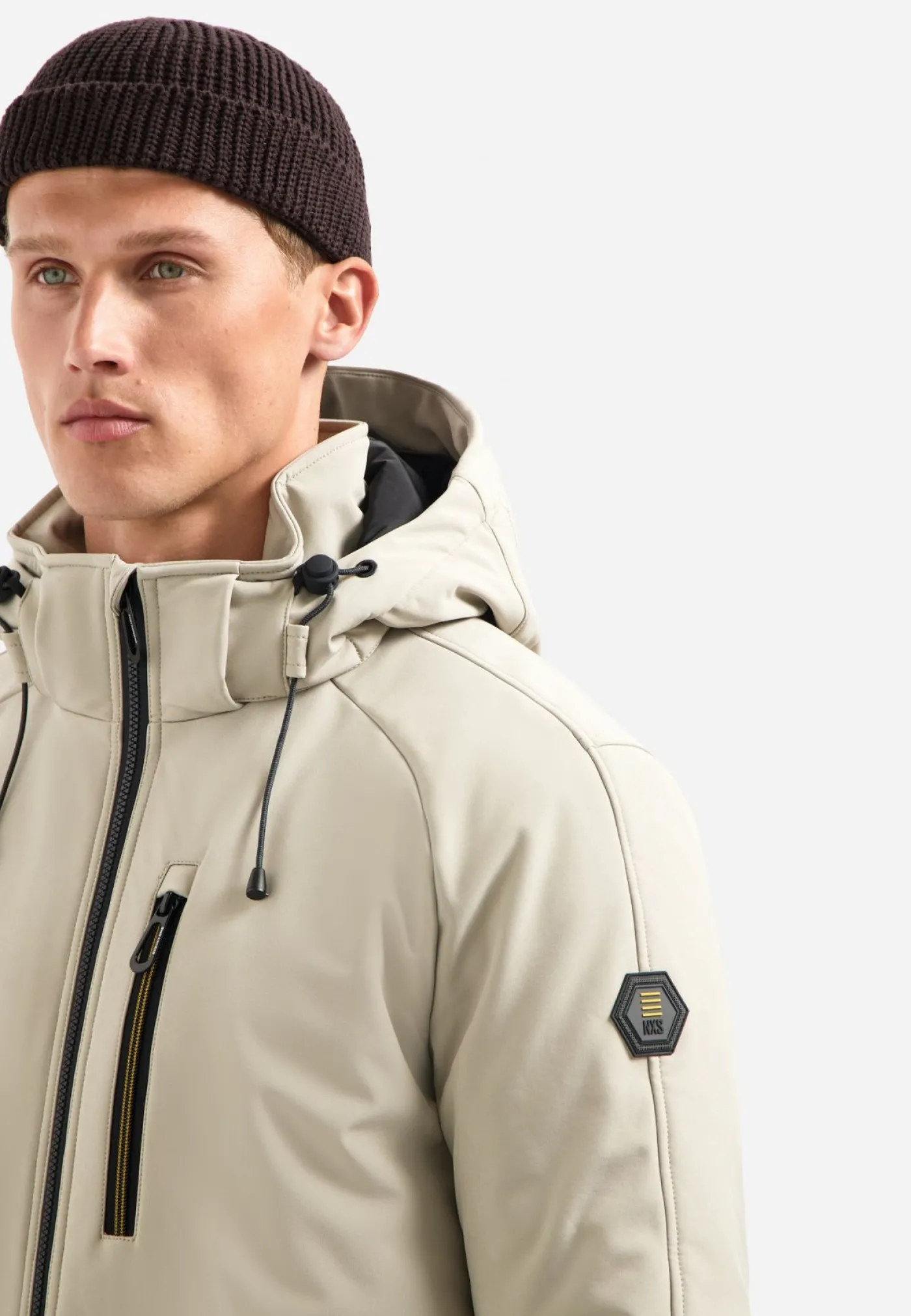 Jacket Short Fit Hooded Softshell Stretch