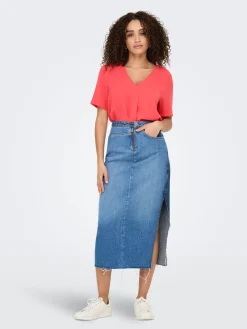 JDYDIVYA LIFE S/S V-NECK TOP WVN DI