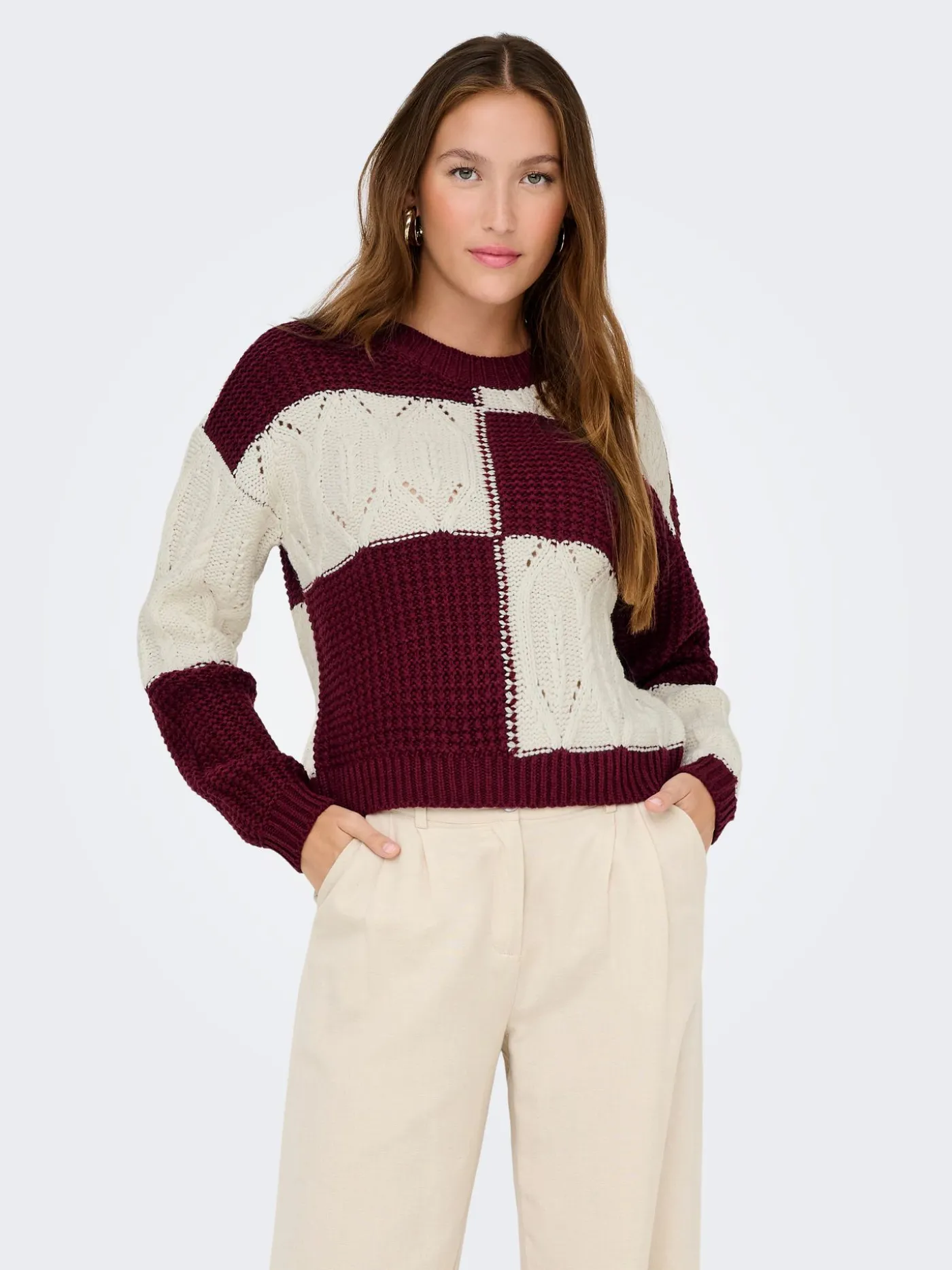 JDYJUSTY L/S MIX STRUC PULLOVER KNT