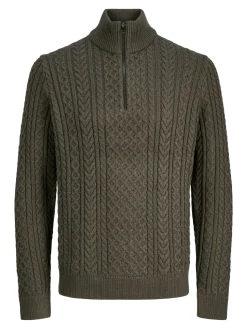 JPRBLUSEAN KNIT CABLE HALF ZIP SN