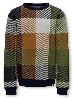 KOBSAGE L/S CHECK CREW NECK KNT