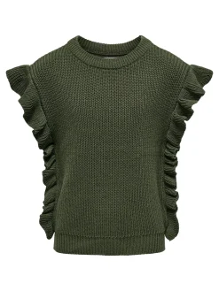 KOGGITTA S/L FRILL VEST KNT - Olive Night