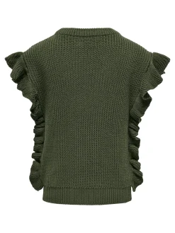 KOGGITTA S/L FRILL VEST KNT - Olive Night