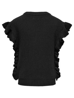 KOGGITTA S/L FRILL VEST KNT - Black