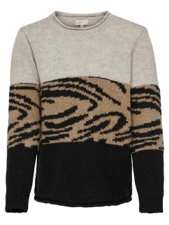 KOGJADE ANIMAL L/S PULLOVER CP KNT - Pumice Stone/
